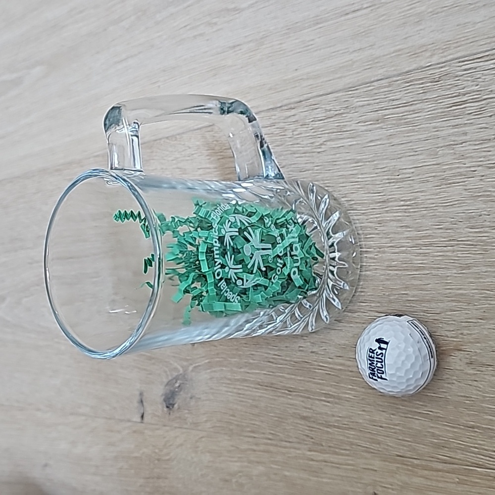 NWOT Special Olympics Florida Golf Classic Glass Mug and chapstick
